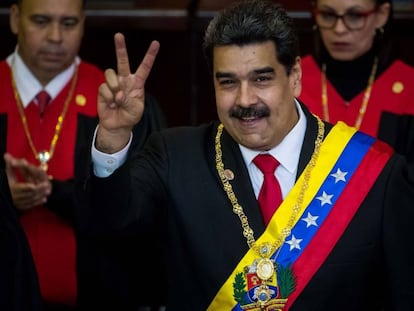 Maduro depois de prestar juramento como presidente da Venezuela pela segunda vez.