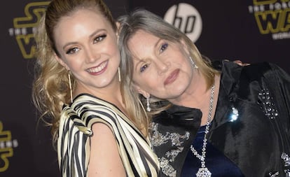 Billie Lourd y Carrie Fisher, en el estreno de 'Star Wars' en 2015.