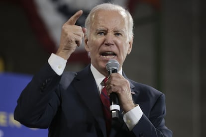 El presidente de Estados Unidos, Joe Biden, durante su intervención en Springfield (Virginia).