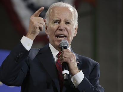 El presidente de Estados Unidos, Joe Biden, durante su intervención en Springfield (Virginia).