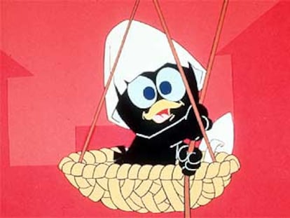 Una imagen de la serie de televisión para niños del pollito Calimero.