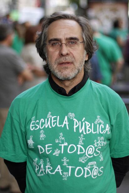 Miguel Ángel Sánchez del Valle, en una protesta de profesores.