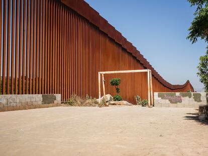 A football goal in Tecate, Mexico, in an area monitored by non-government groups.