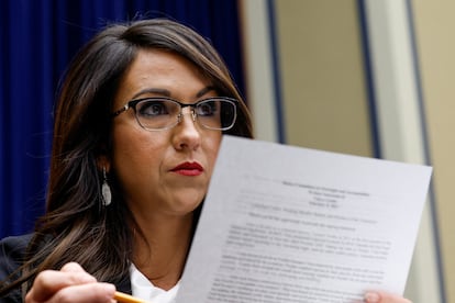 U.S. House Oversight and Accountability Committee member Representative Lauren Boebert (R-CO) attends the committee's hearing about Twitter's handling of a 2020 New York Post story about Hunter Biden and his laptop, in Washington, U.S. February 8, 2023.