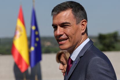 Pedro Sánchez, ayer a su llegada a la Galería de las Colecciones Reales en Madrid.