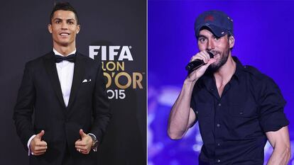 Cristiano Ronaldo (izq.) y Enrique Iglesias (der.). 