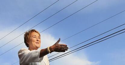 Pauline Marois, l&iacute;der del Parti Qu&eacute;b&eacute;cois, durante un acto de campa&ntilde;a en Saint-Bruno-de-Montarville, Quebec.