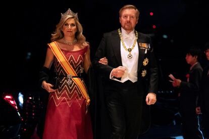 Os reis dos Países Baixos, Willem e Máxima, no jantar.