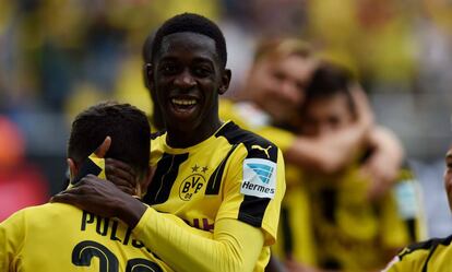 Los jugadores del Borussia celebran un gol durante la pasada jornada de la Bundesliga