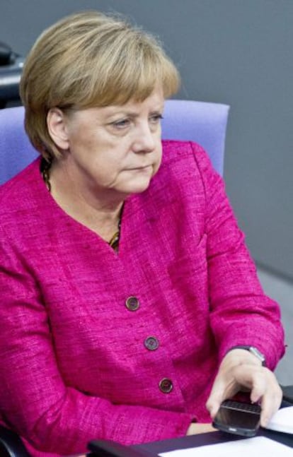 Angela Merkel durante una sesión del Bundestag, el parlamento alemán.