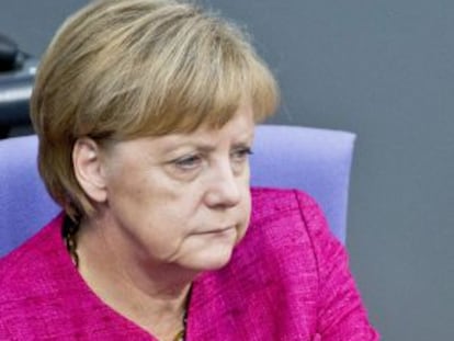 Angela Merkel durante una sesión del Bundestag, el parlamento alemán.