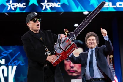 Elon Musk y Javier Milei, en la conferencia de la CPAC, en Oxon Hill (Maryland).