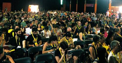 Asamblea de la CUP en Celrà, ayer.