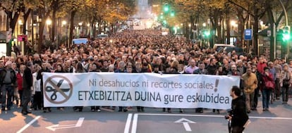 Manifestación contra los desahucios en Bilbao