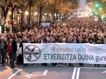 Manifestación contra los desahucios en Bilbao