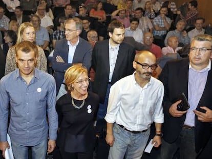 La nueva coordinadora de UPyD, a la izquierda, junto a Toni Cant&oacute;, Rosa D&iacute;ez y los candidatos a las alcald&iacute;as de Valencia y Alicante.