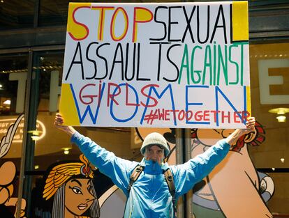 Protesta contra los abusos sexuales en un homenaje reciente a Polanski en París.