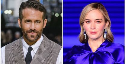 Los actores Ryan Reynolds y Emily Blunt.