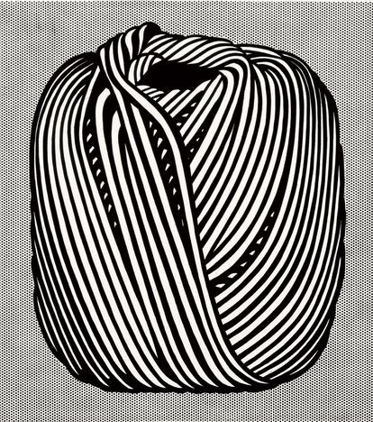 'Carrete de cáñamo', 1963. Una de las obras de su serie 'Blanco y Negro', en la que Lichtenstein representaba en esos dos colores objetos cotidianos.