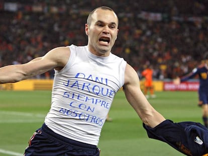 Iniesta festeja el gol que valió el Mundial para España en 2010.