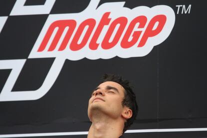 Dani Pedrosa, en lo alto del podio del circuito de Brno.