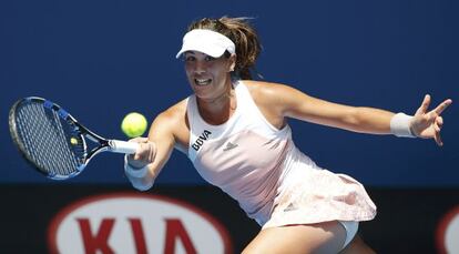 Garbi&ntilde;e Muguruza en el pasado Abierto de Australia.