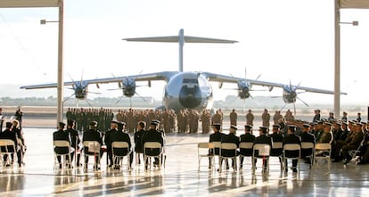 El primer avi&oacute;n de transporte militar Airbus A400M adquirido por Espa&ntilde;a.