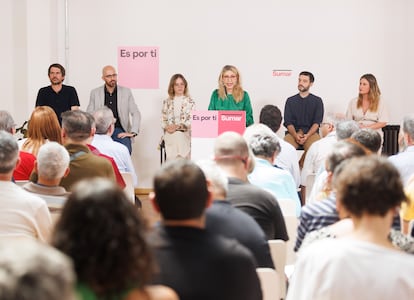 La eurodiputada y coordinadora del programa de Sumar, María Eugenia Rodríguez Palop, interviene durante el acto de presentación del programa electoral de Sumar para las elecciones generales del próximo 23 de julio, en el Espacio Larra, a 6 de julio de 2023, en Madrid (España).