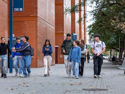 Estudiantes universitarios en el campus de Tarongers de Valencia, la semana pasada.