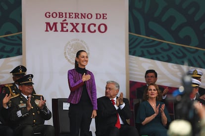 Claudia Sheinbaum, presidenta electa de México, durante un desfile militar para celebrar el día de la Independencia organizado por el presidente de México, Andrés Manuel López Obrador, el último antes de terminar su mandato el 1 de octubre.