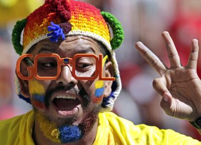 O fã do equador, no duelo contra a Suíça, em Brasília.