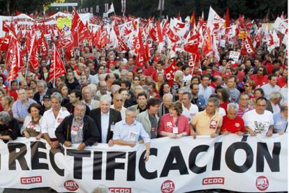 Manifestación en Madrid, encabezada por Cándido Méndez e Ignacio Fernández Toxo, el 29-N.