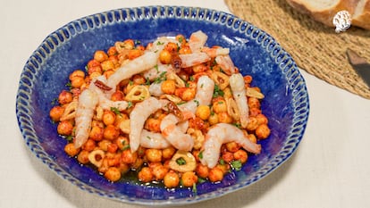 Garbanzos con gambas al ajillo