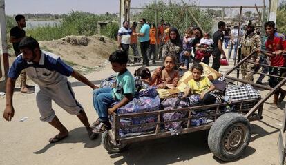 Refugiados de Ramadi huyen hacia Bagdad el pasado mayo.