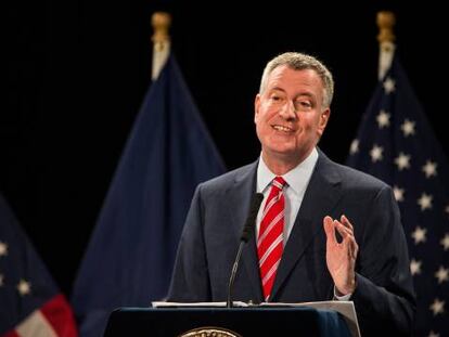 El alcalde de Nueva York, Bill de Blasio, en un acto p&uacute;blico en enero de este a&ntilde;o.
 