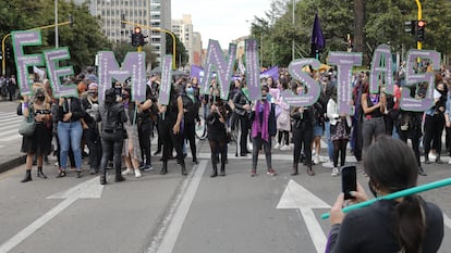 Una de las protestas en Bogotá (Colombia) por el Día Internacional de la Mujer.