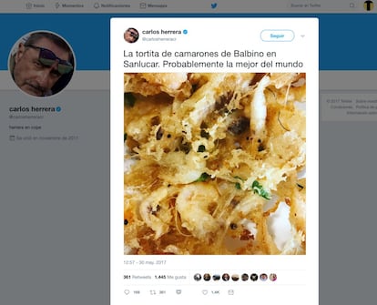 Hay veces en las que el periodista se la juega por todo lo alto y señala un plato como el mejor en su categoría de todo el mundo. Es el caso de estas tortitas de camarones. No están en su top ni son “recomendables”. Son, sencillamente, las mejores del orbe aunque, en un gesto de humildad, utiliza el “probablemente” para dejar la puerta abierta a otro gurú gastronómico.

