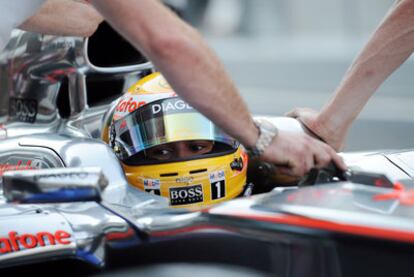 Lewis Hamilton, ayer en el circuito de Abu Dabi.