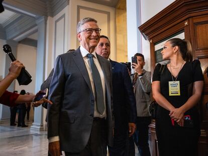 Bill Gates arrives to attend the Senate bipartisan Artificial Intelligence Insight Forum.