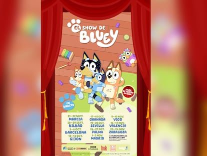 Cartel oficial de fechas de las funciones del espectáculo de 'El show de Bluey'