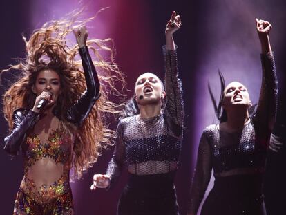 La representante de Chipre, Eleni Foureira, durante la primera semifinal