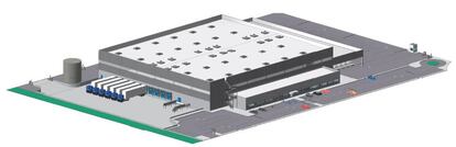 Maqueta de la nueva estación logística de Amazon en Murcia.