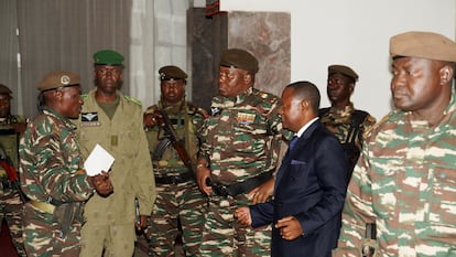 General Abdourahmane Tiani, who was declared as the new head of state of Niger by leaders of a coup, arrives to meet with ministers in Niamey, Niger, on July 28, 2023.