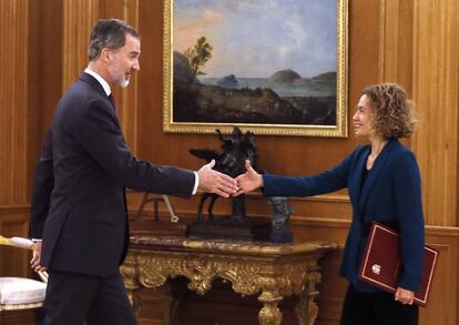 King Felipe VI and Congress speaker Meritxell Batet on Wednesday.