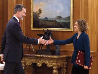 King Felipe VI and Congress speaker Meritxell Batet on Wednesday.