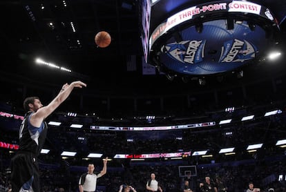 Kevin Love, durante el concurso de triples.