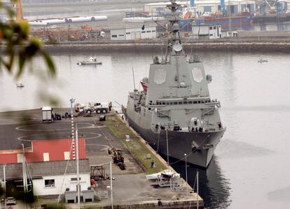 La fragata de la Armada española 'Mendez Núñez' atracada en Ferrol, en 2016.