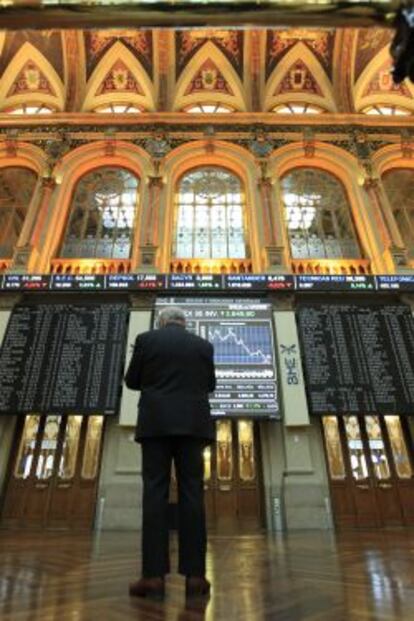 Vista del panel de la Bolsa de Madrid.