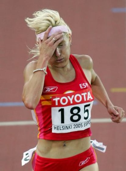 Marta Domínguez en el Mundial de Helsinki 2005.