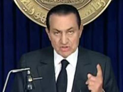 Hosni Mubarak, durante la comparecencia televisiva de esta noche